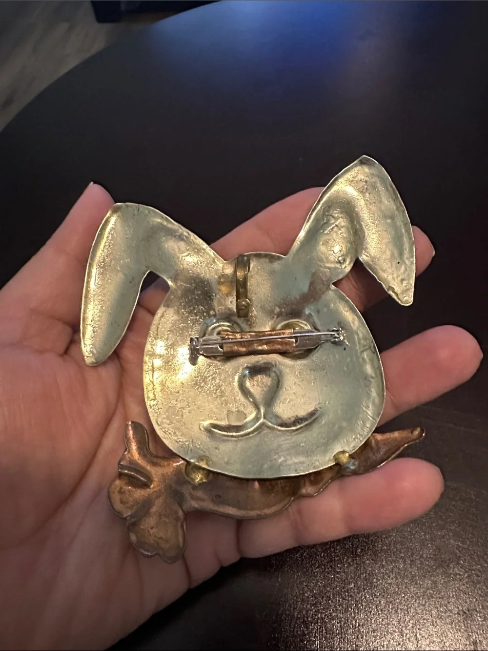 Bunny Rabbit Brooch Pin Pendant Vintage Mixed Metal Mexico Easter Spring 3.50